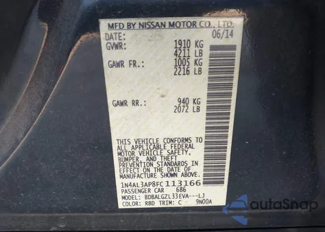 2015 Nissan Altima 2.5 S z USA, uszkodzony, nr VIN 1N4AL3AP8FC113166